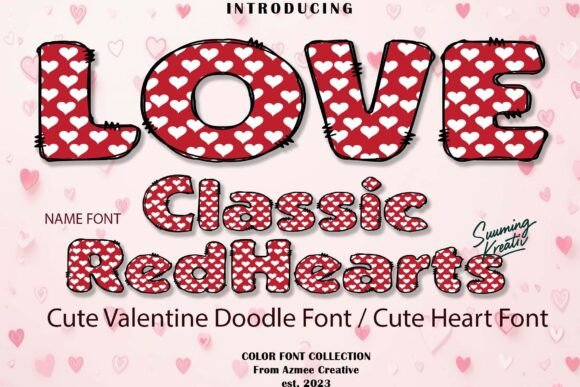 Classic Red Hearts Font for Handmade Valentine’s Designs
